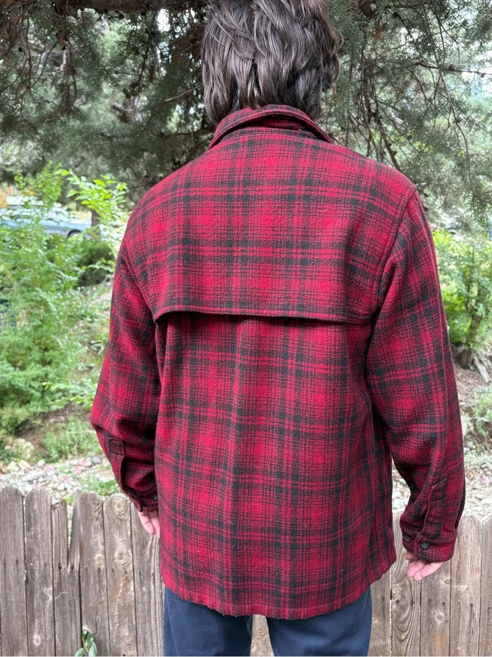 Woolrich Red and Black Plaid Lightweight Shirt Jacket